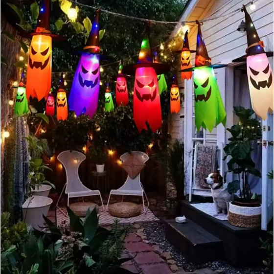 TRELYXOR 5-Piece Halloween Witch Hat String Lights, Spooky Witch Hat Decorative Lights for Halloween Party, Porch, Window, Bedroom, Garden and Seasonal Display